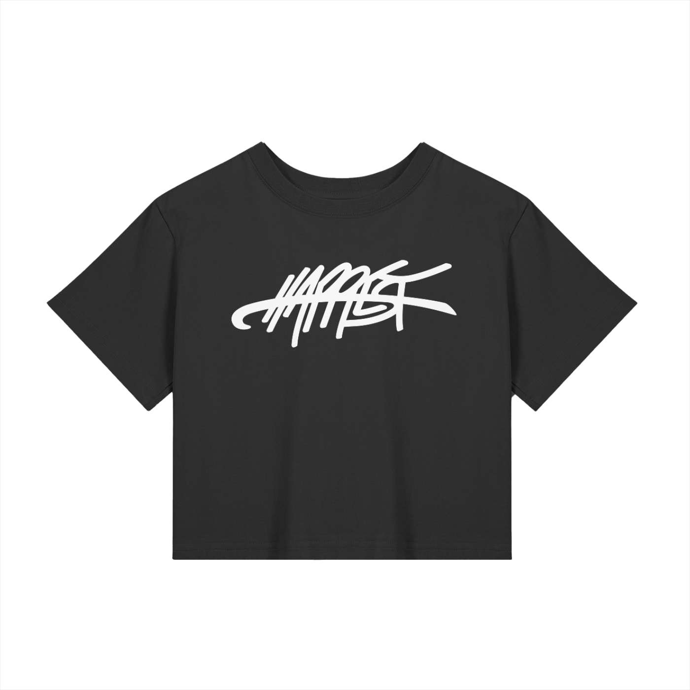 she croppin + white on black