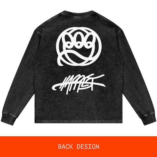 faded + white on black + long