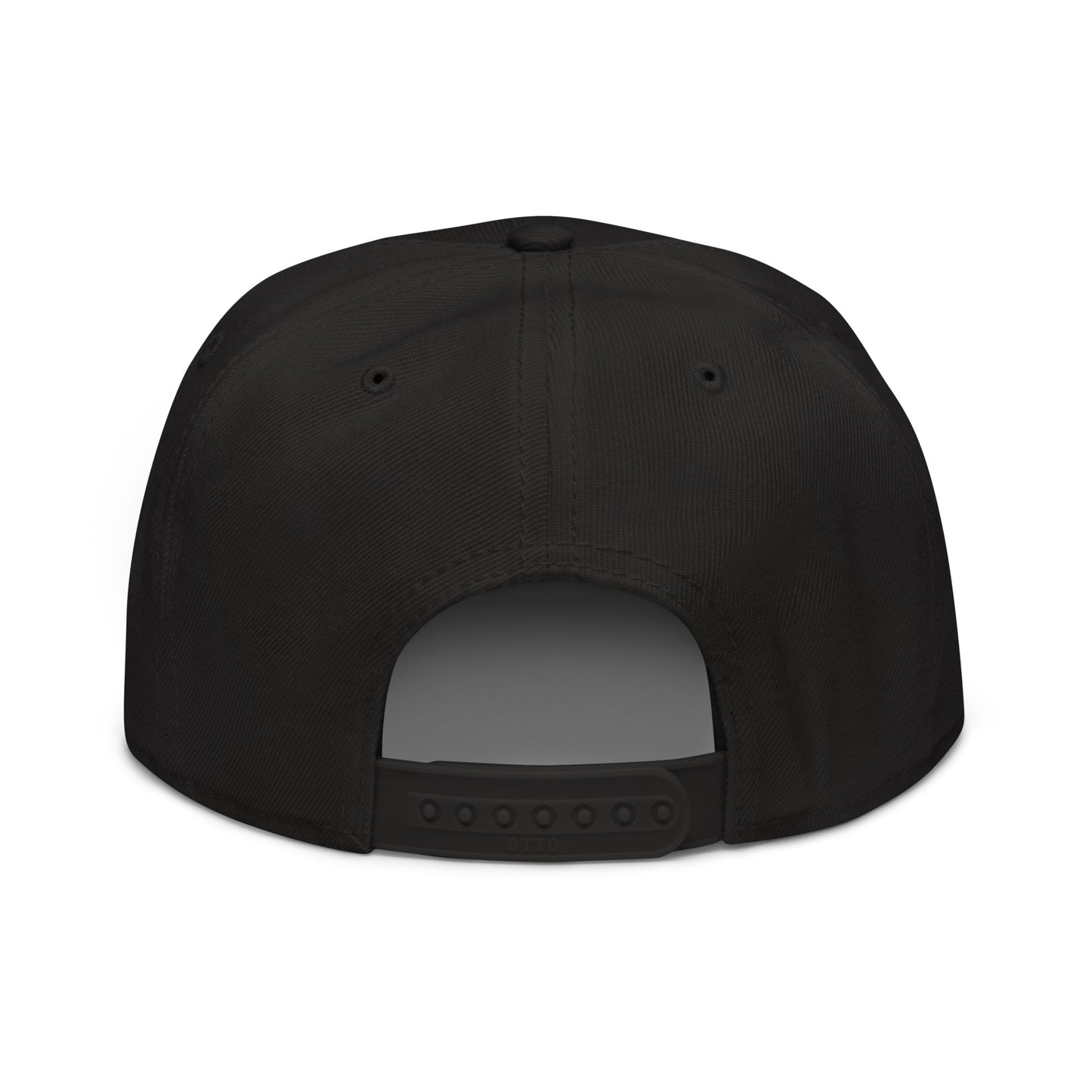 allcap x white on black x flat bill