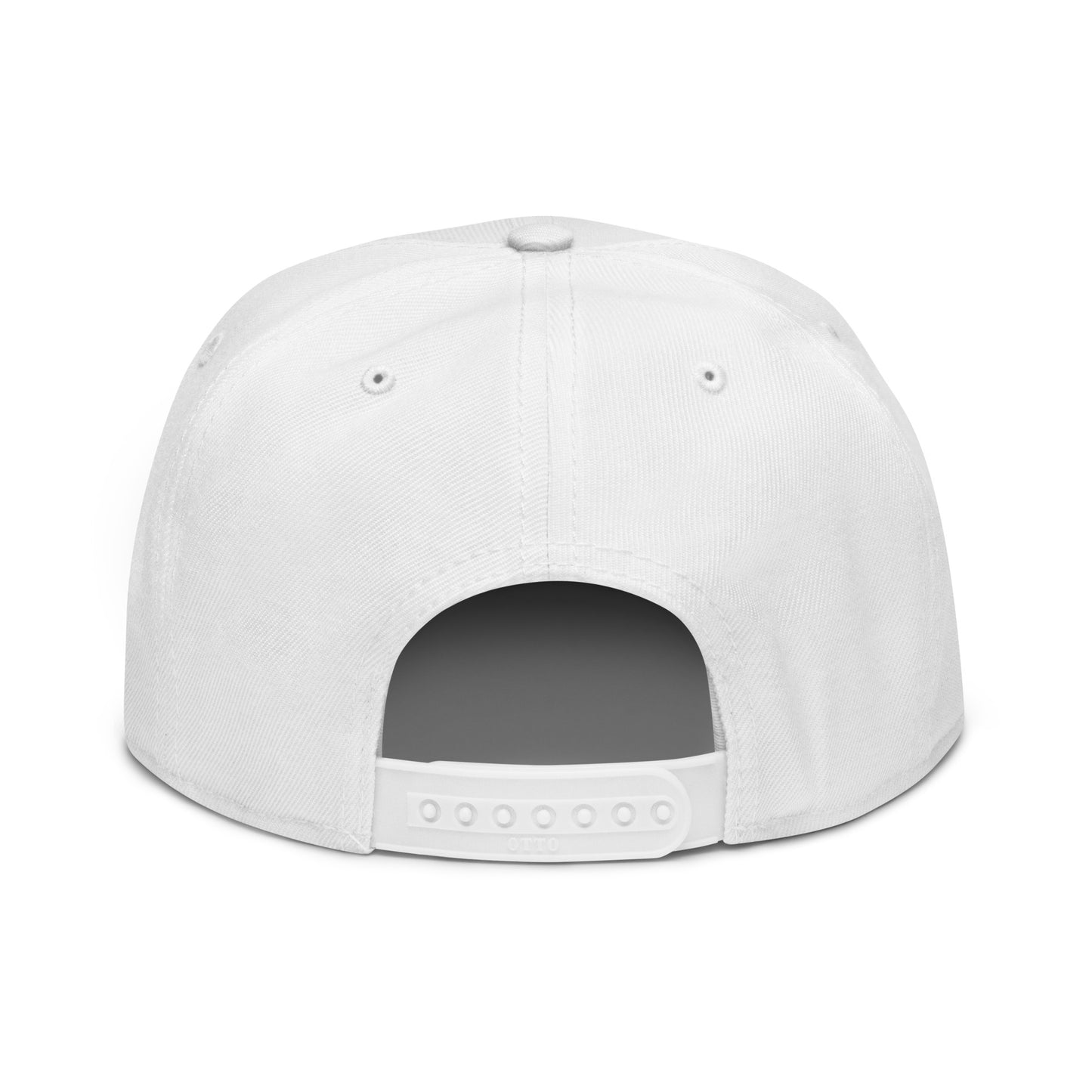 allcap x black on white x flat bill
